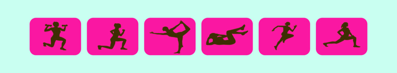 set of women sports cartoon icon design template with various models. vector illustration isolated on blue background