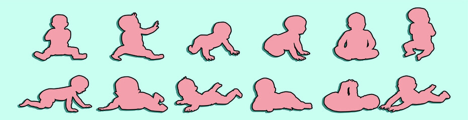 set of baby cartoon icon design template with various models. vector illustration isolated on blue background