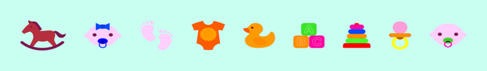 set of baby toys and element cartoon icon design template with various models. vector illustration isolated on blue background