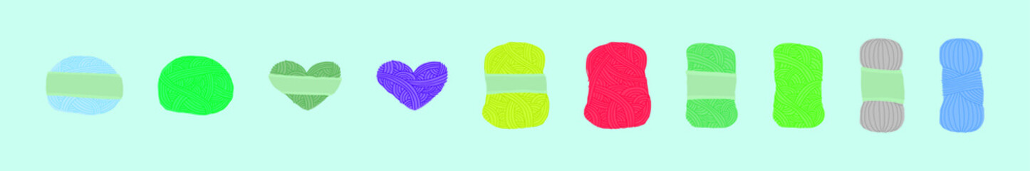 set of ball yarn cartoon icon design template with various models. vector illustration isolated on blue background