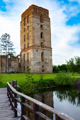Fototapeta na wymiar Medieval tower keep ( donjons ) in Starokostiantyniv city. Ukraine