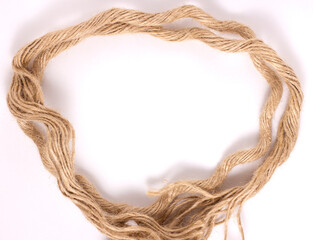 close-up of brown strong rope, frame view isolated