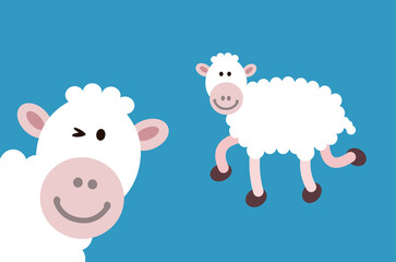 Sheep smiley face cartoon illustration. This simple happy smiling farm animal is made of circles, ellipses, and egg shapes. Full vector artwork