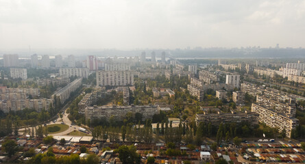 Fototapeta premium City and landscape shrouded in smog. Ukraine