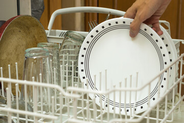 clean dishes in dishwasher