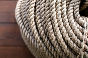 Top View Of Heavy Duty Coiled Boat Rope Detail