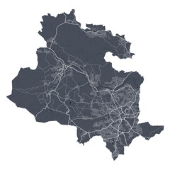 Obraz premium Bradford map. Detailed map of Bradford city poster with streets. Cityscape vector.