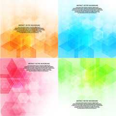 Set of colored hexagon abstract backgrounds. eps 10