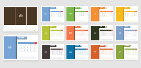 Calendar template for 2021 year. Planner diary in a minimalist style. Corporate and business calendar. 2021 calendar in minimal table and  event planner.