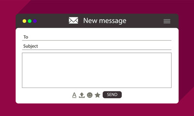 Email interface banner for browser message. Blank device screen. Mock up for your text. Layout template. Vector stock illustration eps10. Outbox message.