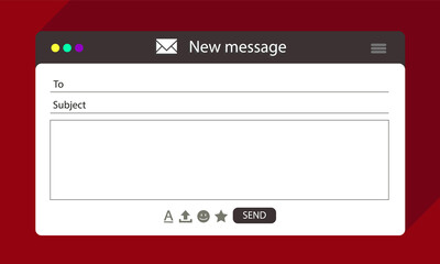 Email interface banner for browser message. Blank device screen. Mock up for your text. Layout template. Vector stock illustration eps10. Outbox message.