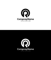 rc letter branding logo Design, black white color.