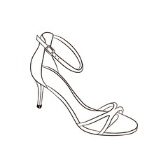 High-heeled shoes. Hand drawn vector illustration, isolated on a white background.