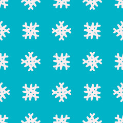 Naklejka na ściany i meble Christmas snowflake vector repeat pattern. Xmas flowers seamless illustration background.