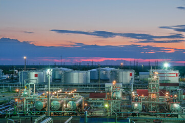 Industrial equipment at an oil refinery station.
Oil and gas industry, oil refining and refining