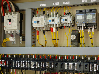 工事現場の配電盤のブレーカー