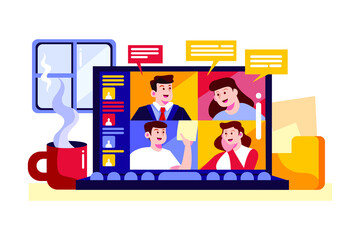 Work From Home Vector Illustration concept. Can use for web banner, infographics, hero images. Flat illustration isolated on white background.