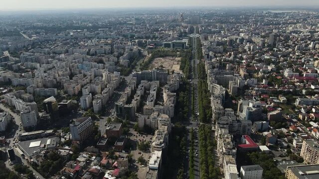 Aerial view of Bucharest, Romania in a sunny day.
