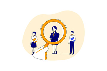 Job Interview Vector Illustration concept. Can use for web banner, infographics, hero images. Flat illustration isolated on white background.