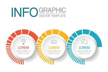 Vector infographic template, 3 steps or options. Data presentation, business concept design for web, brochure, diagram.
