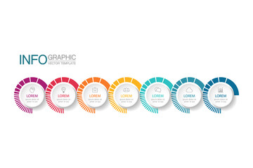 Vector infographic template, 7 steps or options. Data presentation, business concept design for web, brochure, diagram.