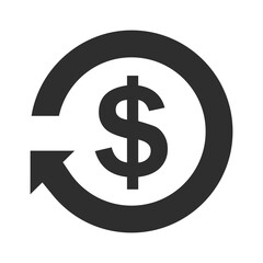 Obraz premium Reload dollar vector icon. Dollar sign in circle with arrow. USD dollar symbol isolated. Vector element for web and mobile.