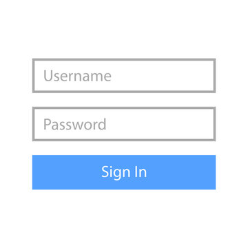 Login, sign in form menu. Register page flat design vector buttons. Element for website UI and mobile. Vector illustration.