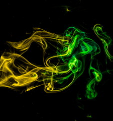 Colored smoke on black background