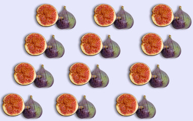 Fig fruit pattern with shadow on a light background.