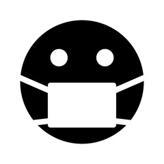 Simple Face Covering Required or No Face Mask No Entry Icon. Vector Image.