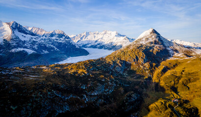 Famous Aletsch Glacier in the Swiss Alps - the greatest glacier in Europe - travel photography