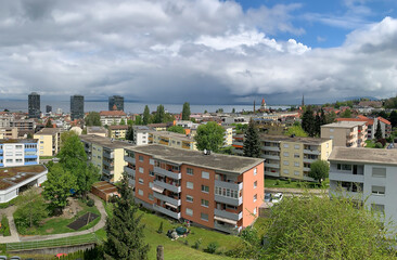 Fototapeta premium Town of Rorschach at the bank of Lake Constance