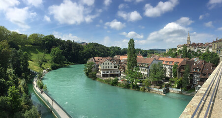Fototapeta na wymiar Swiss capital Bern along river Aare