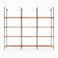Wooden and metal Rack Shelves Isolated. 3d render