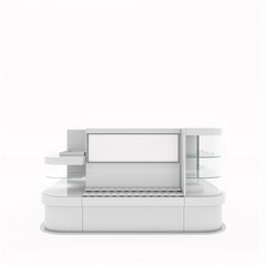 Product Display Shelf. For phone or laptop, camera.clean and contemporary shop or mall. 3d render