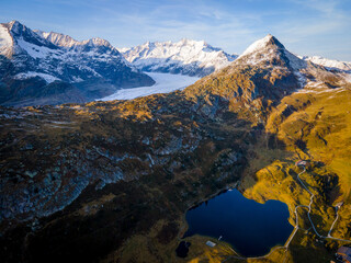 Famous Aletsch Glacier in the Swiss Alps - the greatest glacier in Europe - travel photography