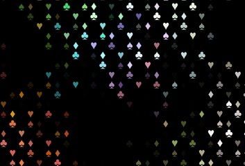 Dark Multicolor, Rainbow vector template with poker symbols.