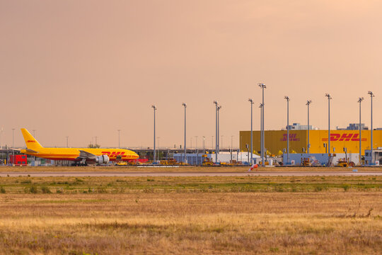 DHL Hub Leipzig Halle LEJ Airport airplane in Germany