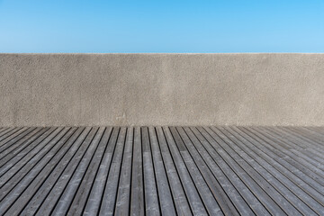 Wooden embankment pavement.