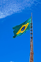 Brazilian Flag and blue sky, Belo Horizonte, Brazil