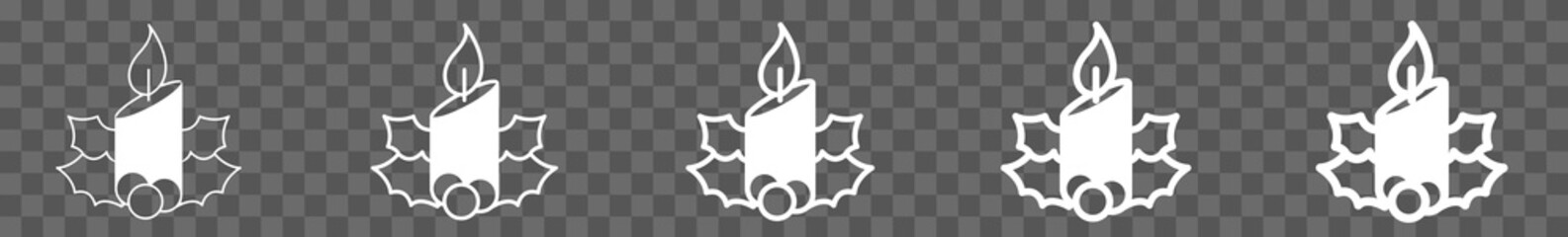 Candle Christmas Icon Set White | X-mas Candle Icons Illustration Set | Xmas Candles Vector Isolated Transparent Collection