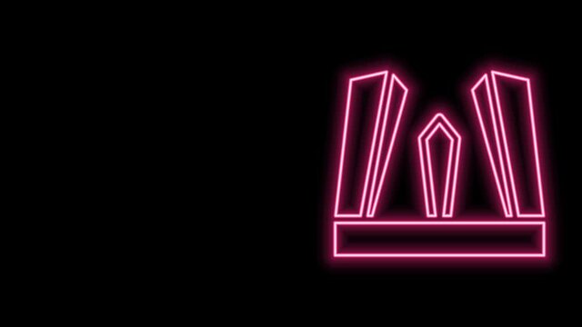 Glowing neon line Gate of Europe icon isolated on black background. The Puerta de Europa towers. Madrid city, Spain. 4K Video motion graphic animation