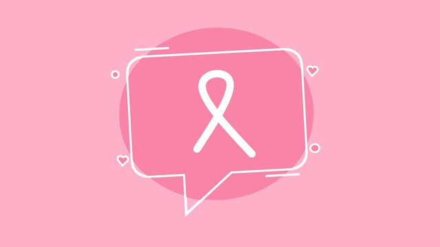 Pink ribbon breast cancer awareness. Modern style logo animation for october month awareness campaigns. World Breast Cancer Awareness Day
