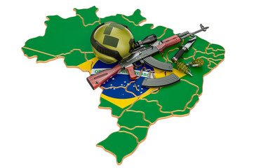 Military force, army or war conflict in Brazil concept. 3D rendering