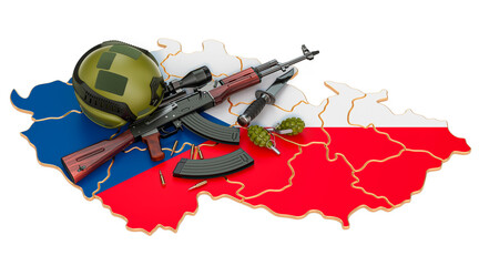Military force, army or war conflict in Czech Republic concept. 3D rendering