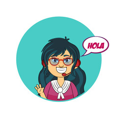 Isolated woman cartoon chatting. Video call - Vector