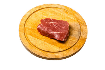 Marbled beef steak chilled Parisien Blackangus on a white background. Isolated.