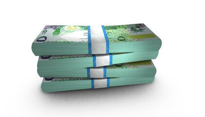 3D Stack Banknote of 5 Qatar Riyals Money