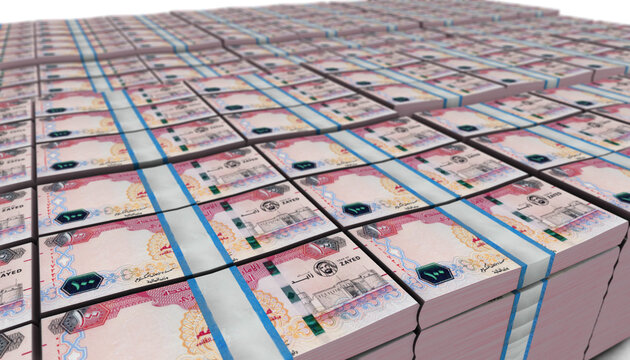 3D Large Stack of United Arab Emirates Dirham Banknote