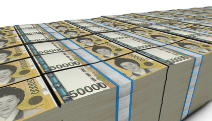 3D Pile of 50000 South Korea Won Money banknote